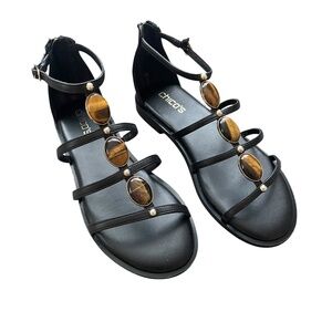 NWT Chico's Nadia Gladiator Strappy Faux Stone Embellished Sandals‎ Size 8.5